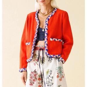 Alix of Bohemia Marilou Blood Orange Jacket Small Cotton